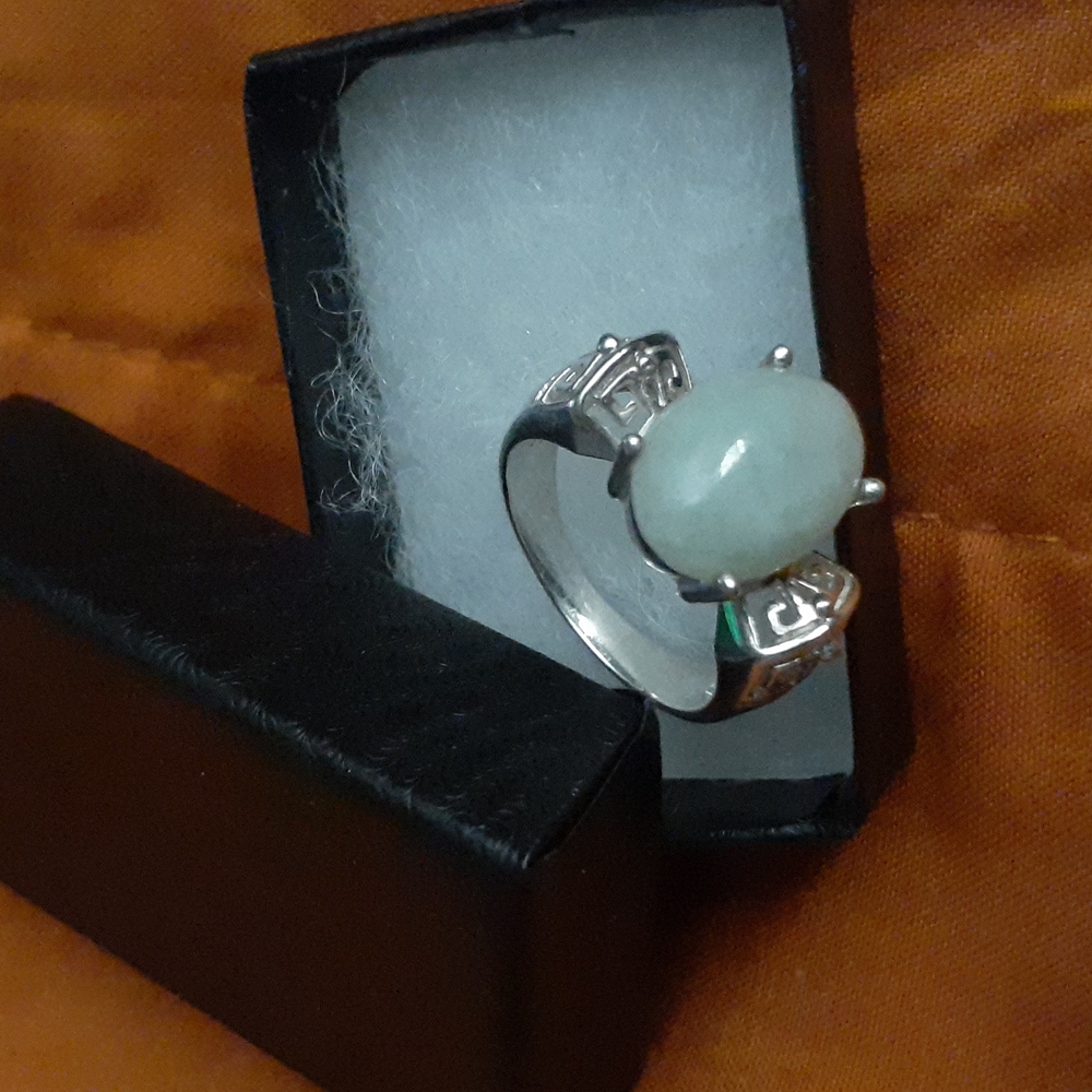 Lt. Jade sterling silver ring size 5.5 or 6